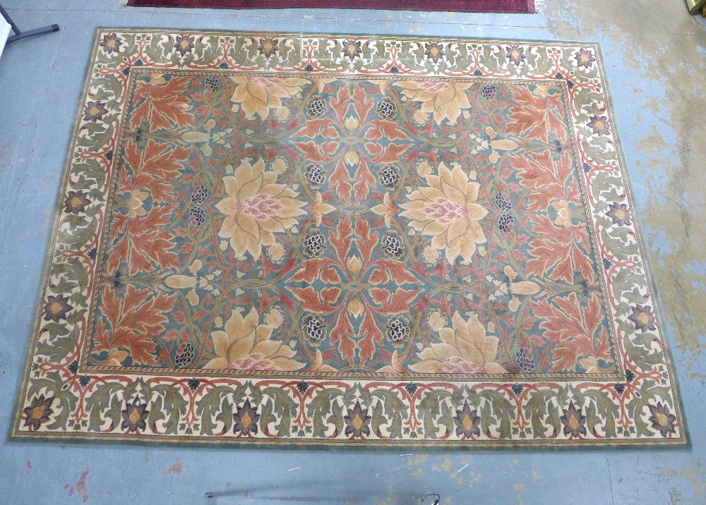 Large floral pattern wool rug, 360 x 274cm.