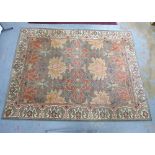 Large floral pattern wool rug, 360 x 274cm.