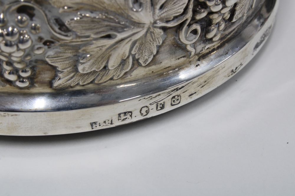Victorian silver wine coaster, Howard & Hawksworth, Sheffield 1873 with fruit and vine repoussé - Image 3 of 3