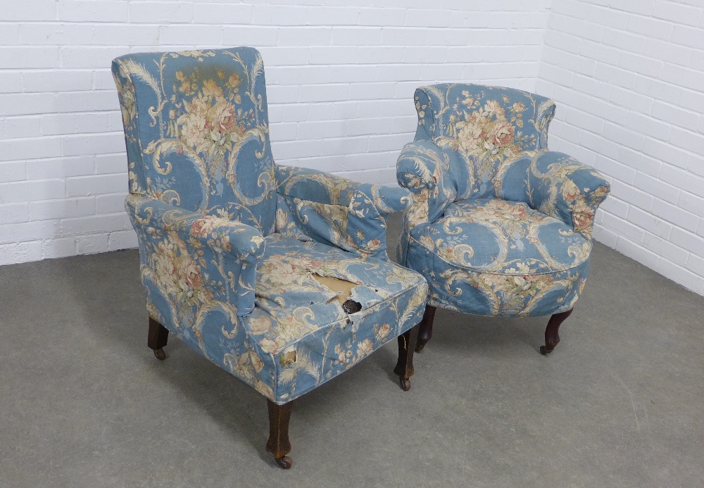 Two country house chairs to include a tub chair with floral upholstered cover and an armchair with - Image 2 of 3