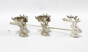 Kenneth Turner, London, stags head candle sticks and candlesnuffer (3)