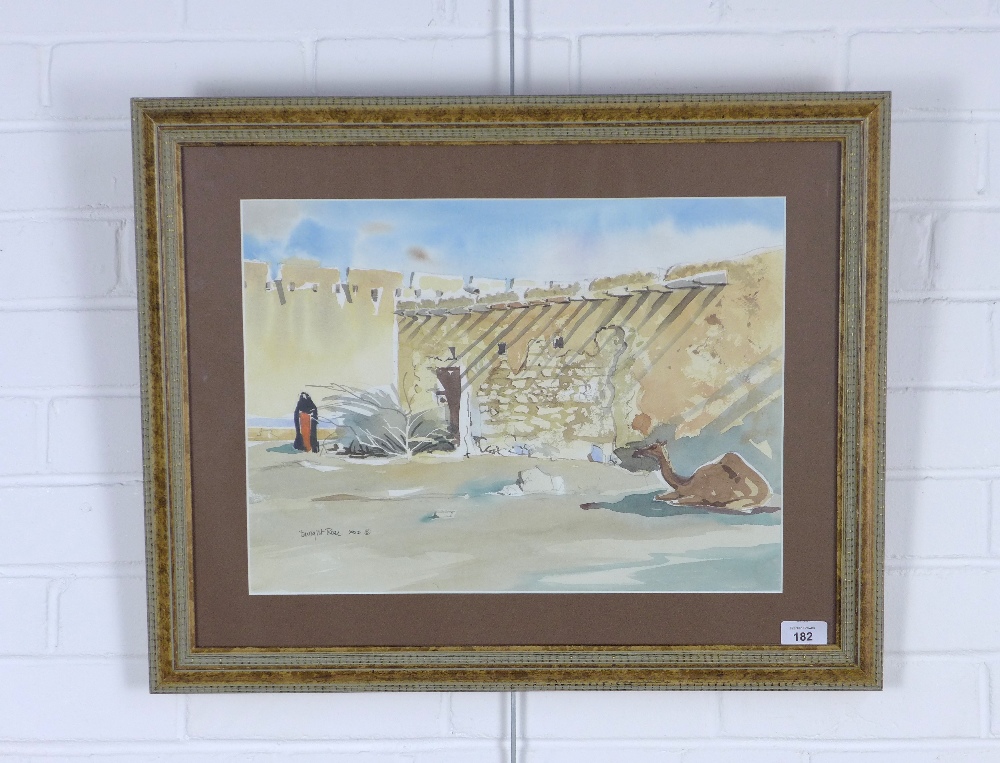 DWIGHT ROSE, watercolour with camel, signed and dated 2002, framed under glass 44 x 33cm - Image 2 of 3