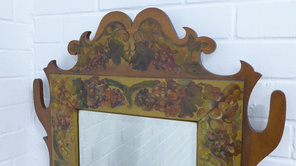 Floral painted wall mirror, 62 x 99cm. - Image 2 of 3