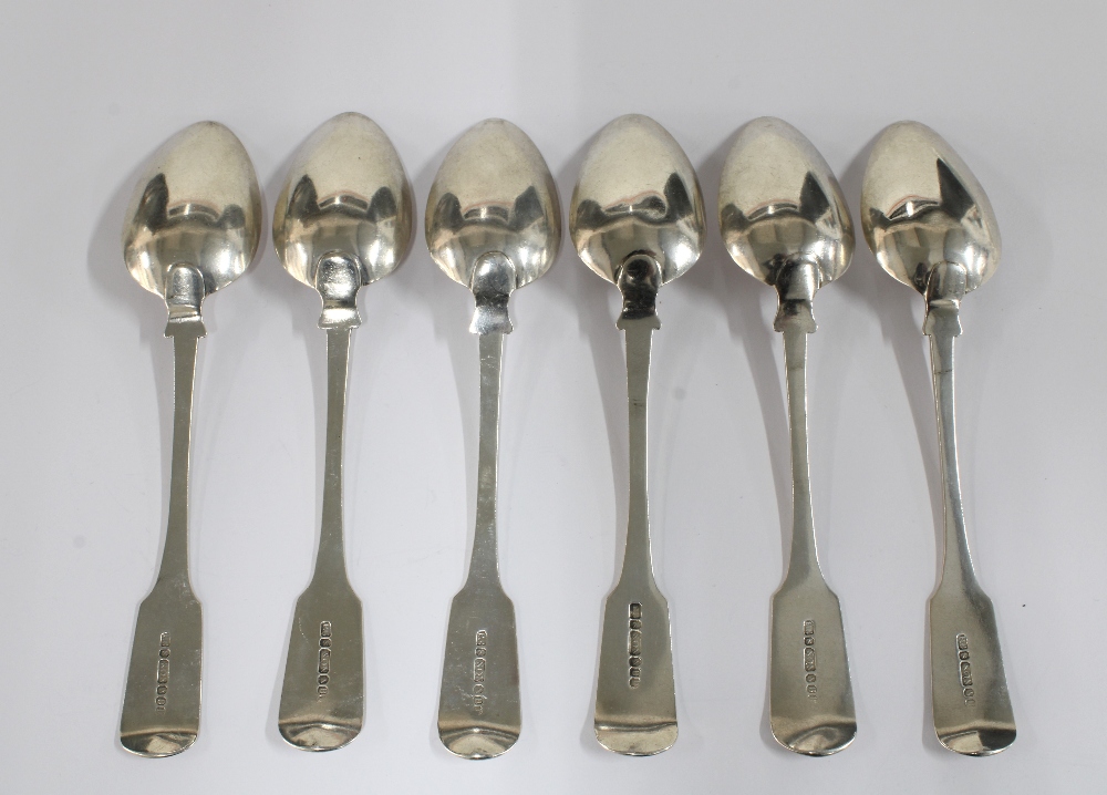Set of six Scottish provincial silver dessert spoons, fiddle pattern, Peter Gill & Son, Aberdeen, - Image 2 of 4