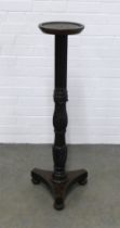 Mahogany torchere stand, fluted and carved column and platform base, 36 x 100cm.