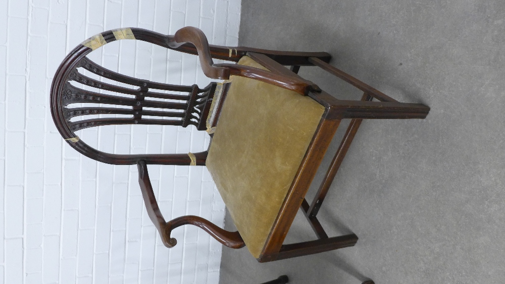 George III style Hepplewhite chair with upholstered serpentine seat and fluted legs, together with - Image 2 of 3