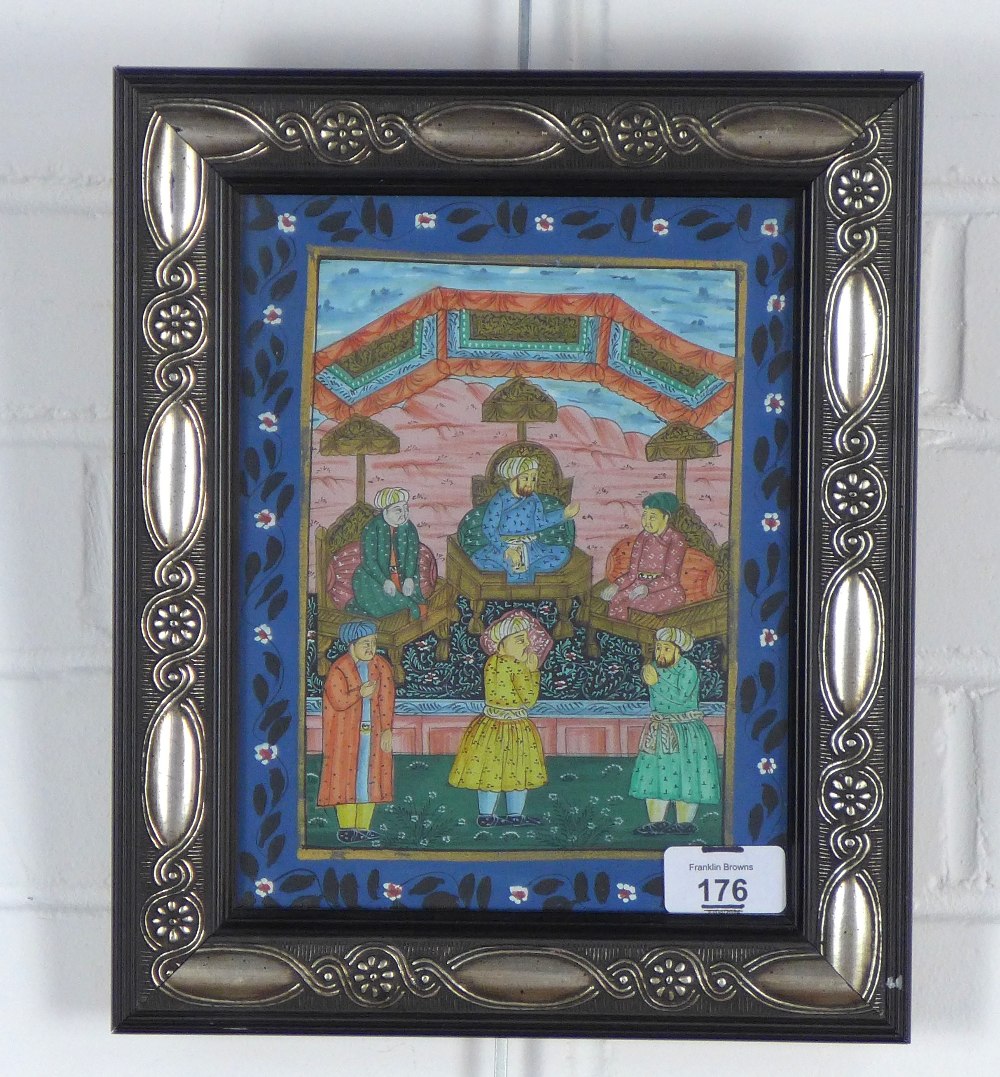 MOGUL SCHOOL, gouache, under glass within an ornate frame, size overall 25 x 30cm