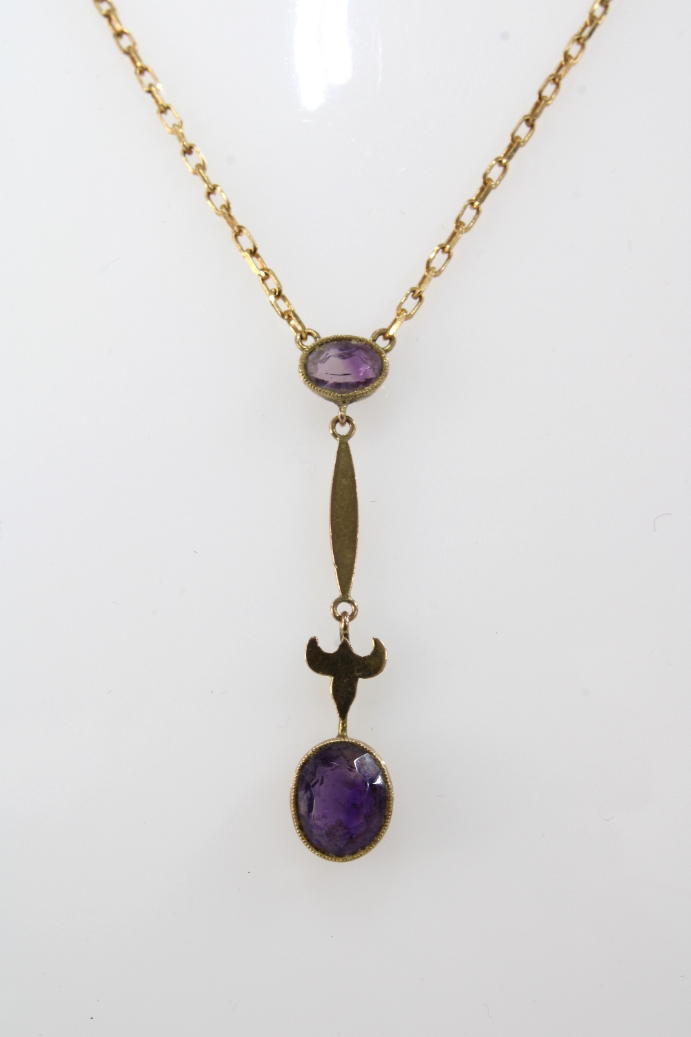9ct gold and amethyst pendant necklace, stamped 9ct - Image 2 of 3