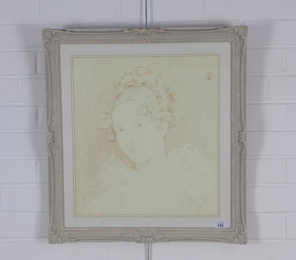 MCVIE, head and shoulders drawing of a girl , with studio stamp, framed under glass, 38 x 43cm - Image 2 of 3