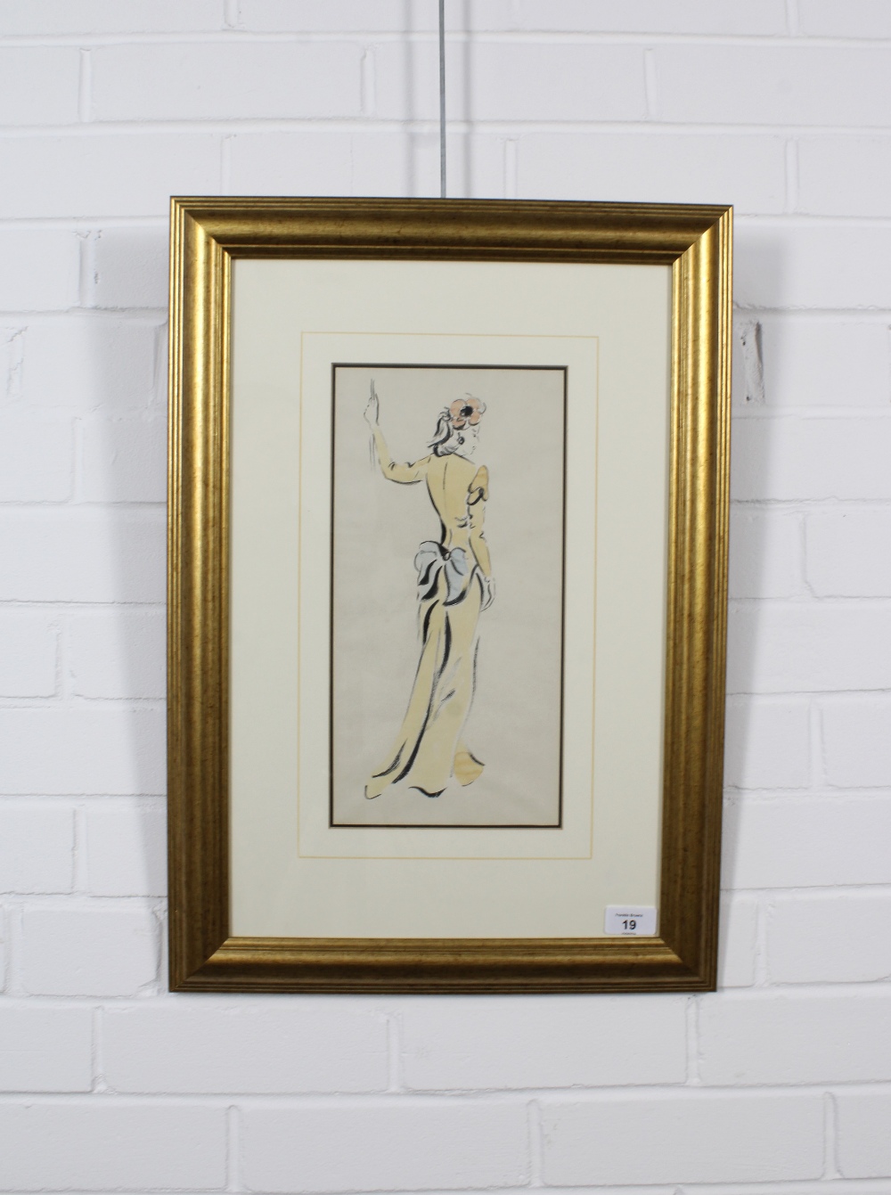 EARLY 20TH CENTURY fashion watercolour, unsigned, framed under glass, 17 x 24cm - Image 2 of 2