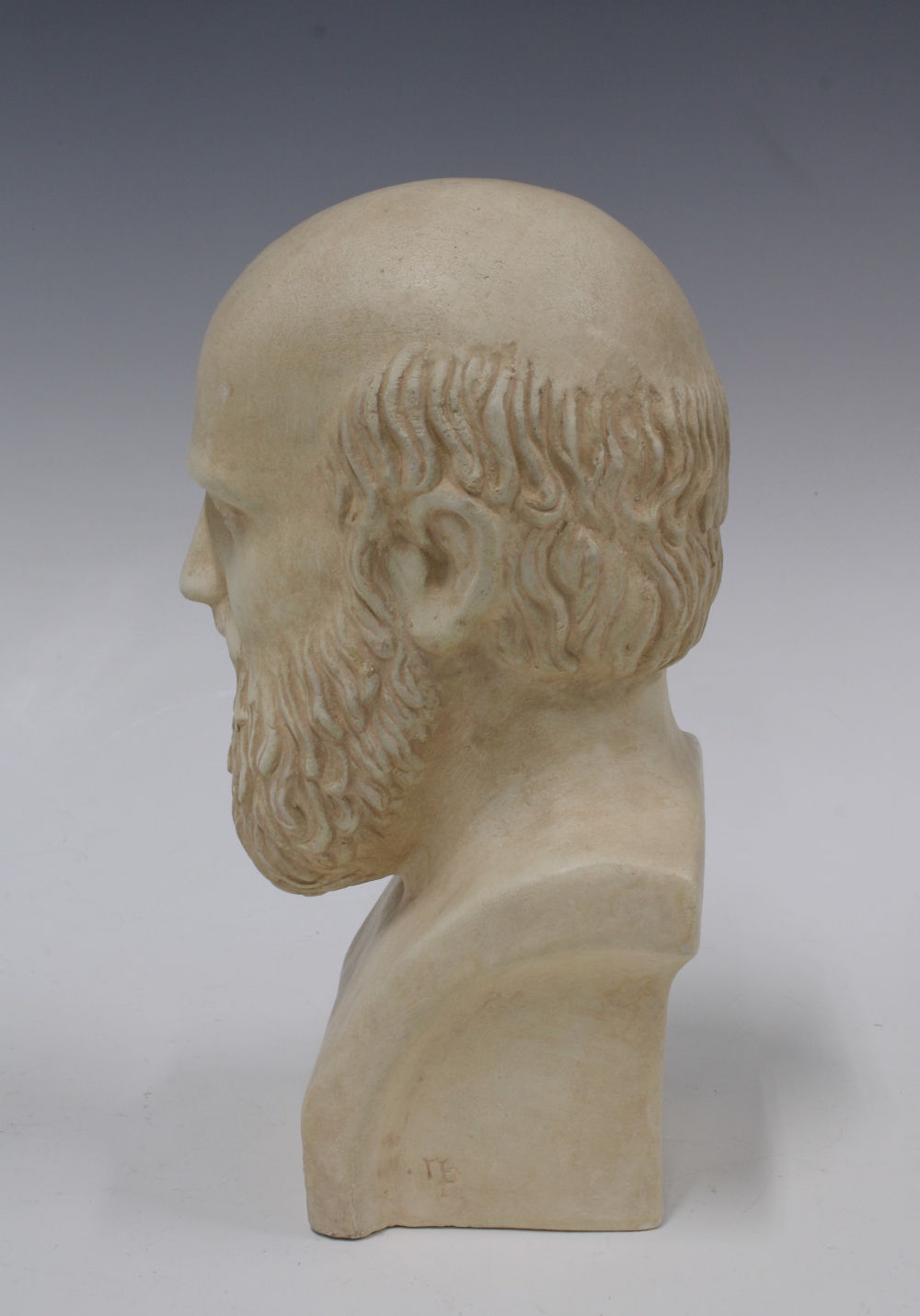 Greek painted terracotta bust, makers mark Dodona, 26cm - Image 2 of 3