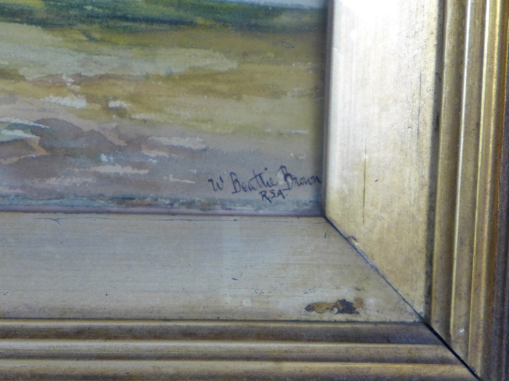 WILLIAM BEATTIE BROWN RSA (Scottish,1831-1909), small landscape watercolour, signed and framed - Image 3 of 3