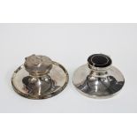 An early 20th century silver inkwell with a tortoiseshell cover Birmingham 1913 and another with