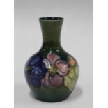 Moorcroft clematis pattern vase, Queen Mary paper label to base, 13cm