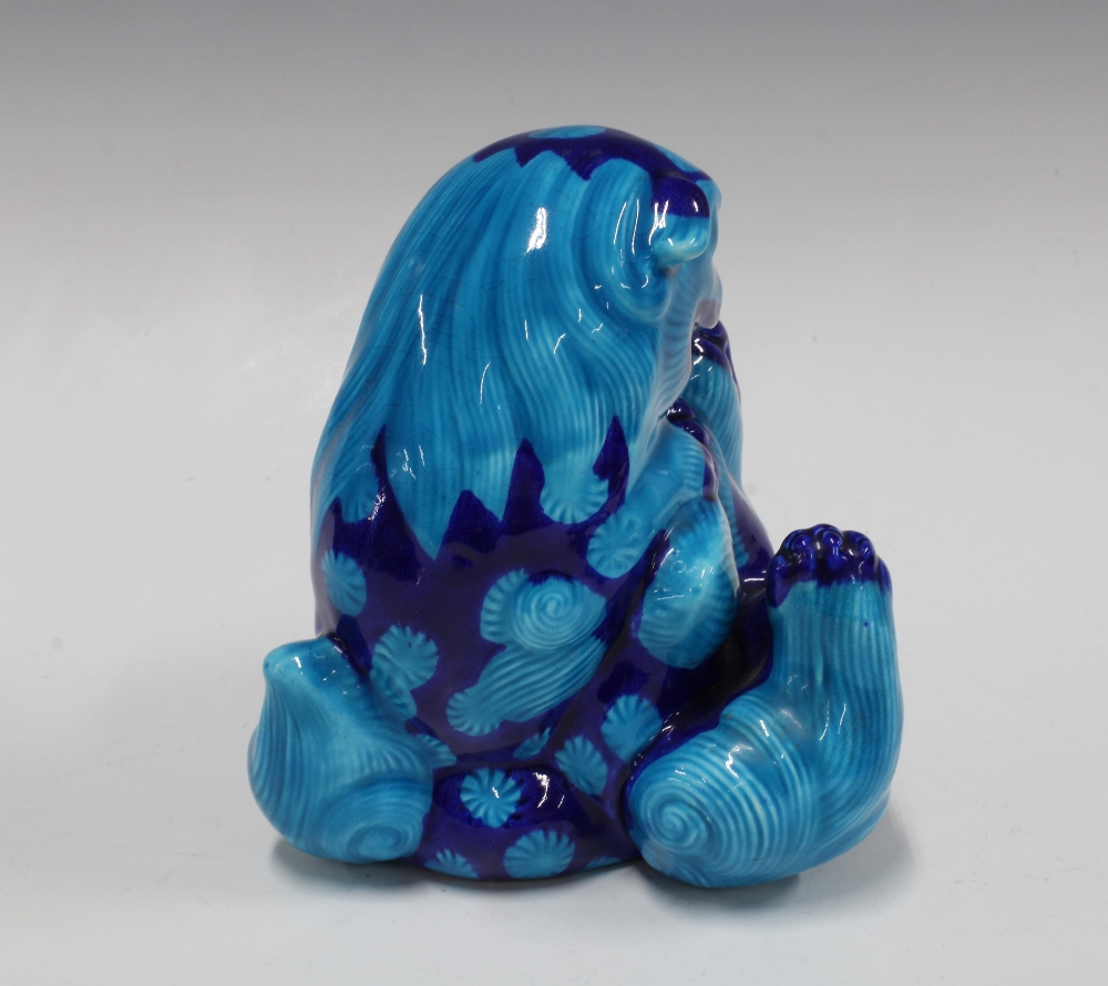 Mintons Aesthetic pottery Dogs of Fo figure group with blue and turquoise glaze, impressed marks and - Image 2 of 4