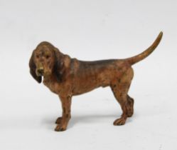 Early 20th century cold painted bronze figure of a Hound, 8.5 x 14cm long