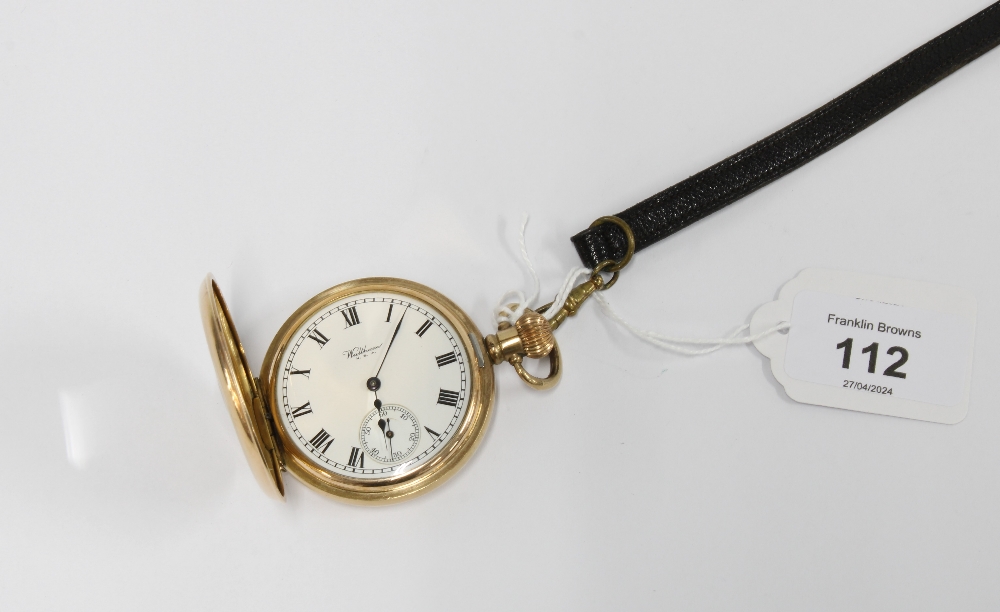 Waltham gold plated half hunter pocket watch