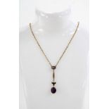 9ct gold and amethyst pendant necklace, stamped 9ct