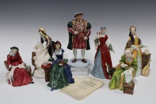 Royal Doulton group, Henry VIII and his six wives, with limited edition certificates, models include