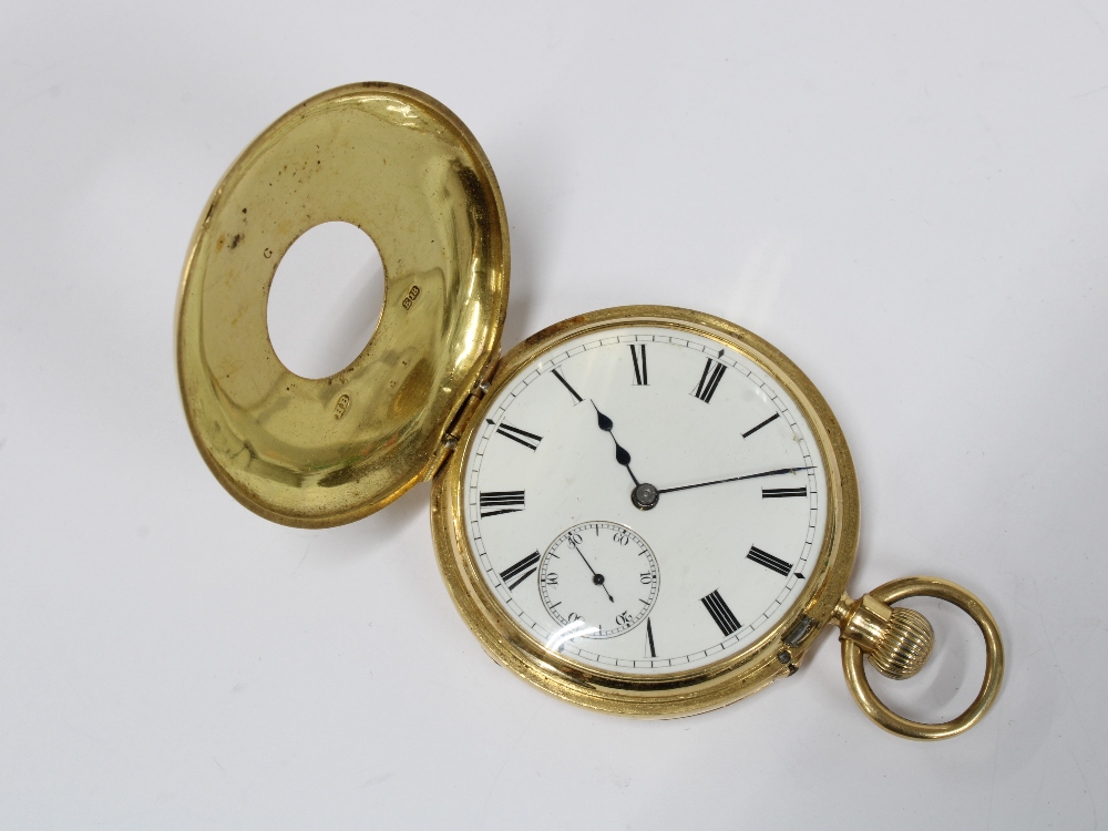 Victorian 18ct gold half hunter pocket watch, London 1880 - Image 3 of 6