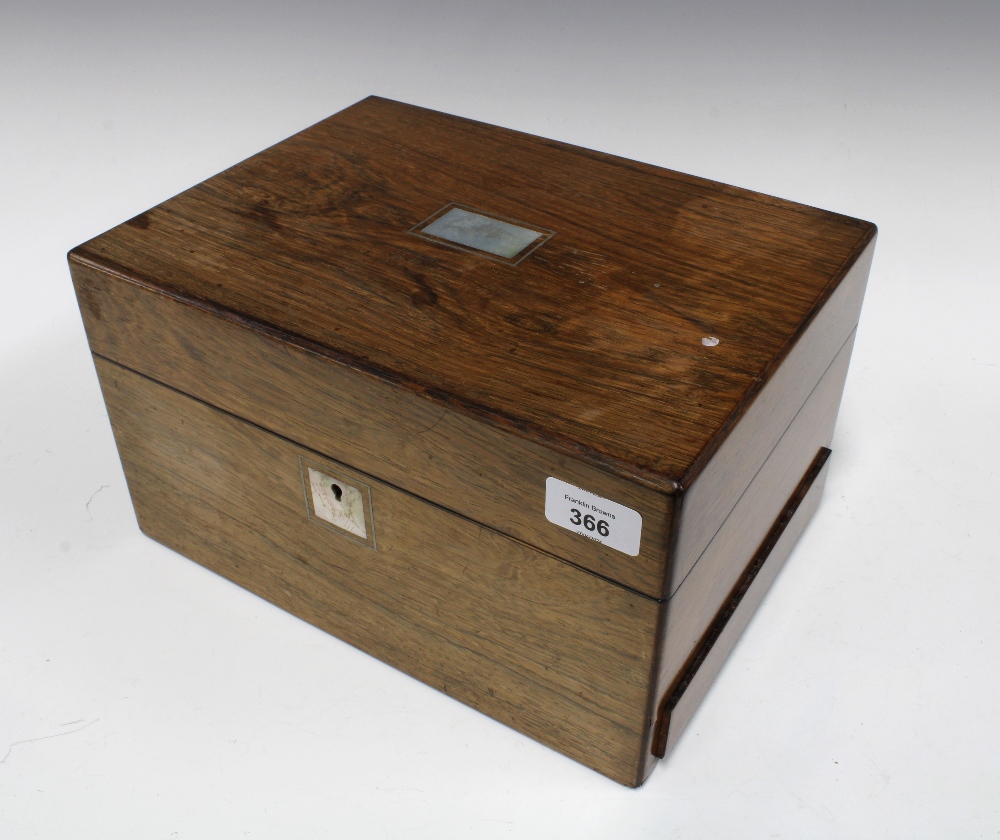 19th century mahogany box containing a quantity of costume jewellery - Image 2 of 2