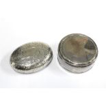 Silver snuff box, oval form with all-over foliate engraved pattern, Birmingham 1901 together with