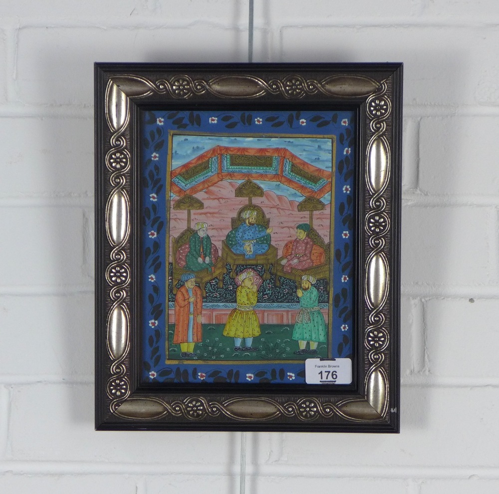 MOGUL SCHOOL, gouache, under glass within an ornate frame, size overall 25 x 30cm - Image 2 of 2