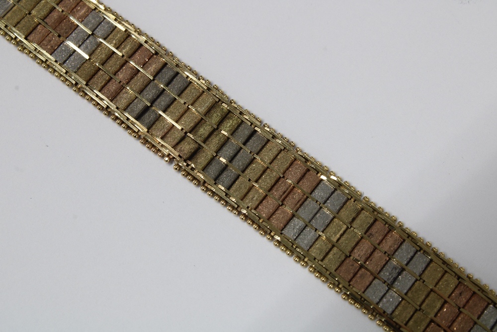 9ct gold tri colour bracelet, hallmarked and stamped 9ct - Image 3 of 4