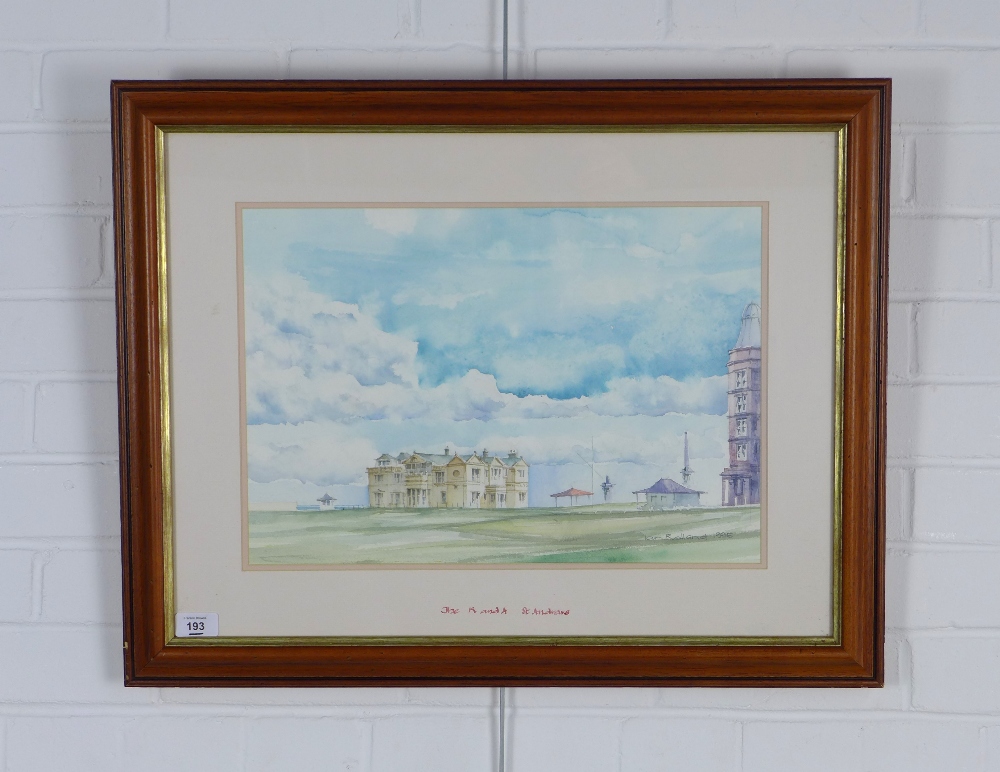 IAN ROLLAND - THE R&A ST ANDREWS, signed watercolour, framed under glass, 46 x 32cm - Image 2 of 3