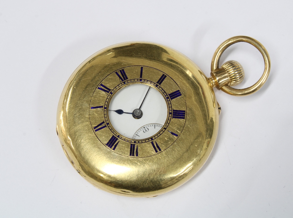 Victorian 18ct gold half hunter pocket watch, London 1880