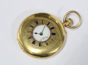Victorian 18ct gold half hunter pocket watch, London 1880