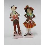 Royal Doulton Pearly Boy and Pearly Girl, (the girl with damage to base) (2) 13cm