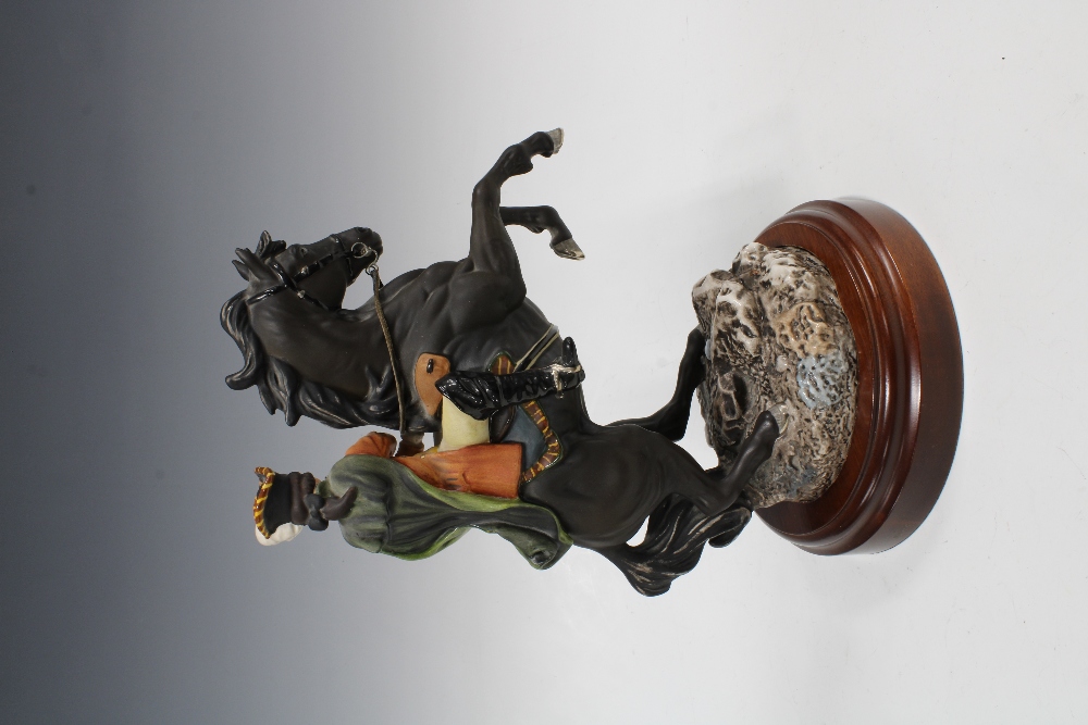 Royal Doulton Dick Turpin, modelled by Graham Tongue, Ltd Ed 436 /5000, on wooden base, 33cm high - Image 2 of 3