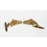 A pair of 9ct gold horse head cufflinks, London 1995 (2)