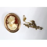 Late 19th century Kookaburra seed pearl brooch set in yellow metal together with a 9ct gold framed