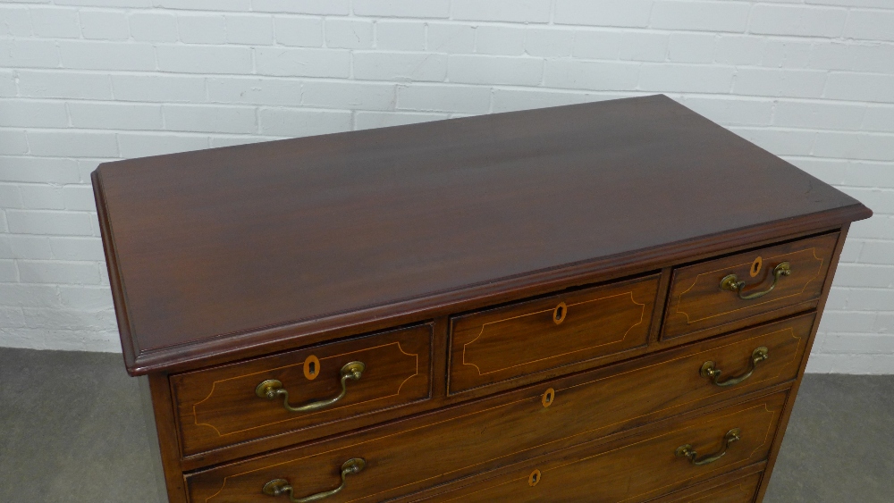 Georgian mahogany chest with three short and three long drawers, on bracket feet, 113 x 94 x 55cm. - Image 2 of 4