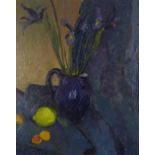 SCOTTISH SCHOOL, Still life jug of irises, oil on canvas, unsigned, framed, 40 x 50cm