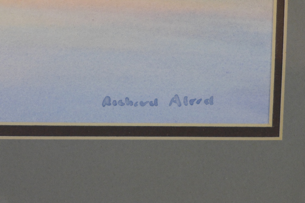 RICHARD ALDRED D.A. (Edin),Sunset signed watercolour, framed under glass and labelled verso, 33 x - Bild 3 aus 4