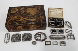 A collection of 19th century shoe buckles to include two silver examples, with mixed steel and paste