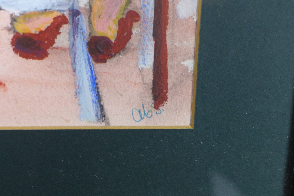 A companion pair of untitled watercolours of women, signed with initials ABS, framed under glass, 17 - Image 3 of 3