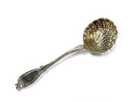 Russian silver gilt sugar sifter spoon, marked I.A, 84 , 1859 & KB, 17cm long