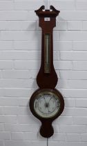 Mahogany cased aneroid wall barometer, 99cm long