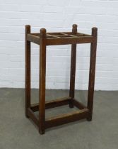 Oak stick stand by Black & Sons cabinet makers, Brechin, 46 x 73 x 31cm.