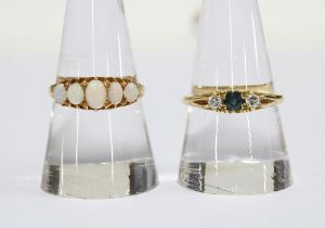 Early 20th century 18ct gold ring set with five opals, Chester 1911, together with an 18ct gold