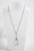 9ct white gold drop pendant, stamped 9ct