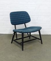 Ebonised Te Ve chair with tartan upholstery, designed by Alf Svensson 61 x 70 x 45cm.