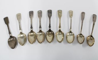 A group of nine 19th century Scottish silver teaspoons with mixed hallmarks (9)
