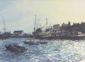 RICHARD ALDRED D.A. (Edin), IN THE HARBOUR, ST MONANS, , signed watercolour, framed under glass