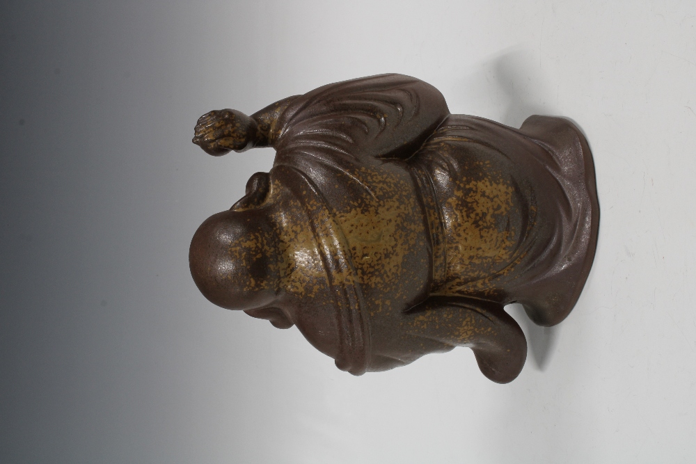 Brown glazed stoneware Buddha, 19 x 23cm. - Image 2 of 3