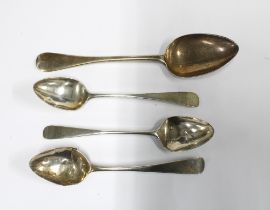 Victorian silver table spoon, Glasgow 1862 and three Georgian Scottish silver spoons, various